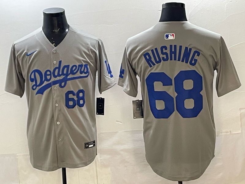 Men Los Angeles Dodgers #68 Rushing Grey Game 2026 Nike MLB Jersey 003->los angeles dodgers->MLB Jersey